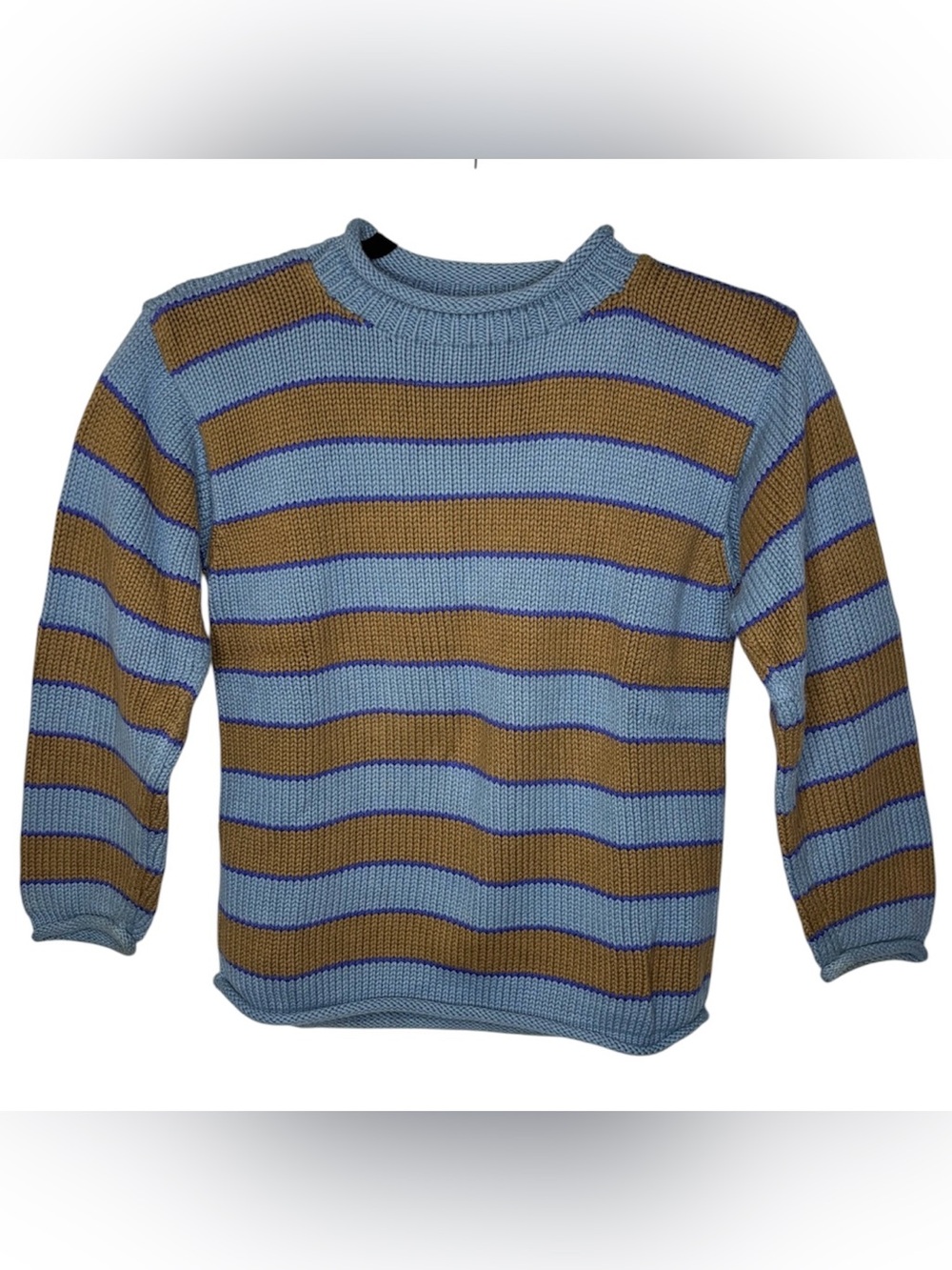 Hanna Andersson Vintage Sweater Boys 130(8) Striped 100% Cotton Knit Heavyweight